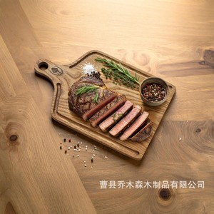 Tabla de cortar de madera maciza rectangular multifuncional para preparar y servir alimentos - Product Image 4
