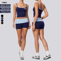 Ensemble de yoga pour femme, effet seconde peau, doux et extensible, color block, taille haute, effet ventre plat et rehausseur de fessiers, pour l'entraînement et la gym