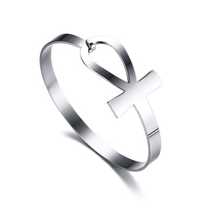 Custom Egyptian <strong>Jewelry</strong> Gold Plated Silver Open Stainless Steel <strong>Ankh</strong> Cross Bracelets Bangle Key of Life Cuff Bracelet for Women - Product Image 4
