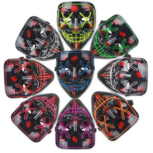 <span class=keywords><strong>Horror</strong></span> Party Led Glow El <span class=keywords><strong>maschere</strong></span> Halloween Festival Cosplay tema Masquerade Party colorato luminoso EL Wire Led Light Up Mask - Product Image 6