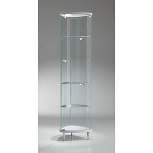 Vitrina Moderna de Vidrio Curvo 48x48x190cm Blanco Brillante con Estantes Ajustables e Iluminación LED - Product Image 1