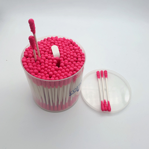 200 pièces de cotons-tiges en papier rouge rose de qualité supérieure, à double embout (rond et spiralé), écologiques, avec conteneur rond - Product Image 4