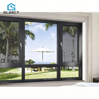 Ventanas Abatibles Verticales de Aleación de Aluminio con Aislamiento Térmico y Resistentes a Huracanes, con Malla de Acero Inoxidable para Casas y Villas