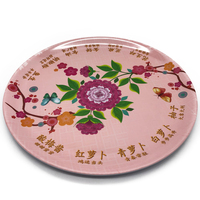 Impression personnalisée Grand plateau de service rond en mélamine avec logo personnalisé en plastique Ensemble de bols en mélamine pour la fête de l'Europe Assiette en mélamine colorée