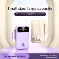 Mini Power Bank pour Téléphone avec Câble Intégré Grande Capacité 20 000 mAh Chargeur Mobile Compact Portable en Plastique Prise Universelle Personnalisable
