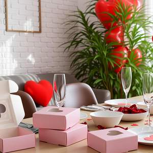 Cajas de Galletas con Forma de Corazón para el Día de San Valentín, Cajas para Regalos de Panadería con Ventana Transparente en Forma de Corazón, Cajas Pequeñas Rosadas para Regalos - Product Image 5