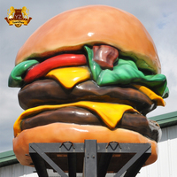 Sculpture de hamburger géant en résine décorative, taille réelle, statue de hamburger en fibre de verre