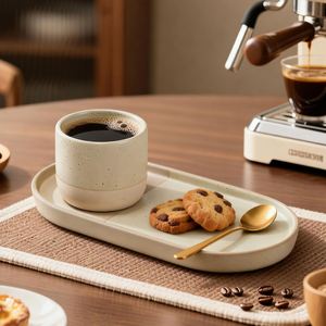 Hot Selling Ceramic Tea Milk <b>Espresso</b> <b>Cup</b> with Oval Plate Set Porcelain Drinking <b>Cup</b> Vintage Dessert Snack Cake Serving Tray - Product Image 1