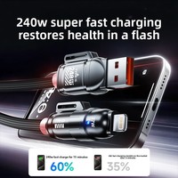 Kabel Data Braided 4-in-1 240W Fast Charging 1.5m untuk USB Type-C dan Konektor Ponsel dari Pabrik Terpercaya