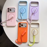 Pour iPhone 11 12 13 14 15 16 Plus 17 18 Pro Max – Coque de téléphone magnétique personnalisée en silicone mat avec dragonne assortie pour un look tendance