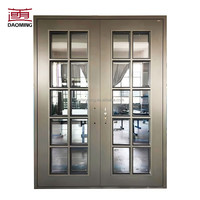 Porte en aluminium à double vitrage au design minimaliste et contemporain avec isolation et résistance aux chocs