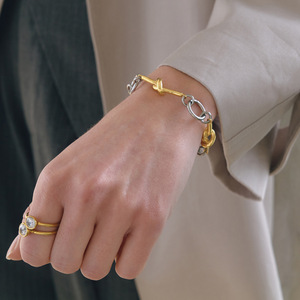 Pulsera de Nudos de Cuerda en Acero Inoxidable con Bloques de Color y Cierre OT para Mujer, Joyería de Regalo - Product Image 3
