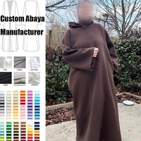 Abaya Urbaine Fermée en Coton Polaire Personnalisée avec Capuche et Fermeture Éclair pour Femme Musulmane, Grande Taille, Modeste, Vente en Gros Islamique