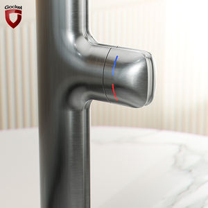 Robinet de cuisine contemporain en or simple, robinet de cuisine à eau chaude et froide - Product Image 3