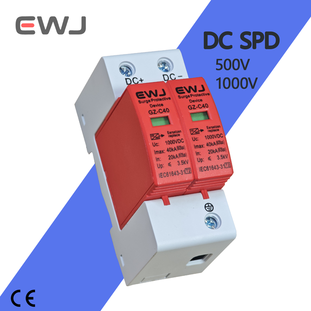 DC SPD Surge Protective Device 500V 1000V 2P 3P 20KA 40KA 60KA Voltage Protector Solar PV Photovoltaic Lightning Arrester