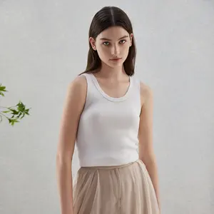 Wholesale Women's Clothing Wholesale T-Shirts Ladies Tshirt Knitted Vest Top Quality Silk Wool Clothes Sleeveless T Shirts