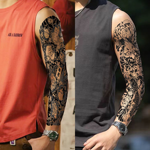 Tatuajes Temporales de Hierbas a Base de Jugo, Diseños de <span class=keywords><strong>Brazo</strong></span> Completo, Estilo Americano/Chino, Tatuajes Florales para Hombres y Mujeres - Product Image 3