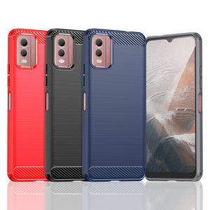Jmax高品質ブラッシュドカーボンファイバーソフトTPU耐衝撃携帯電話ケースNokia C 2 12 21 22 31 31 100 110200Plus用 - Product Image 1