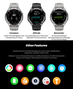 สมาร์ทวอทช์รุ่นใหม่ปี 2025 สำหรับผู้ชาย หน้าจอ AMOLED 1.43 นิ้ว พร้อม GPS สำหรับกีฬากลางแจ้ง ชิปเซ็ต ATS3085L กันน้ำ 3ATM สายซิลิโคน - Product Image 2