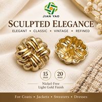 Bouton en alliage doré de style vintage, bouton à tige métallique tressé en forme de fleur pour manteau, cardigan et robe