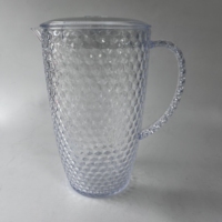 Pichet à eau en plastique transparent en gros avec couvercle en PS, logo personnalisé, bouilloire certifiée CE/UE, style contemporain, écologique