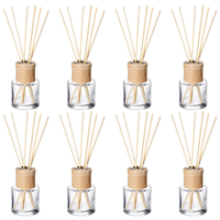 50ml pour Reed Diffuseur Bouteille Vide Parfum Rechargeable avec Bouchon En Bois et Rotin Bâton Bouchon À Vis D'étanchéité Emballé dans Carton