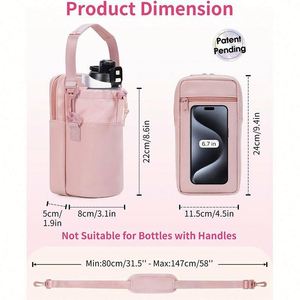 Portable Water Bottle Bag Mobile Phone Pocket New Cross-Border Fashion Classic Canvas Storage Strap Water Bottle Suspender Bag - Product Image 3