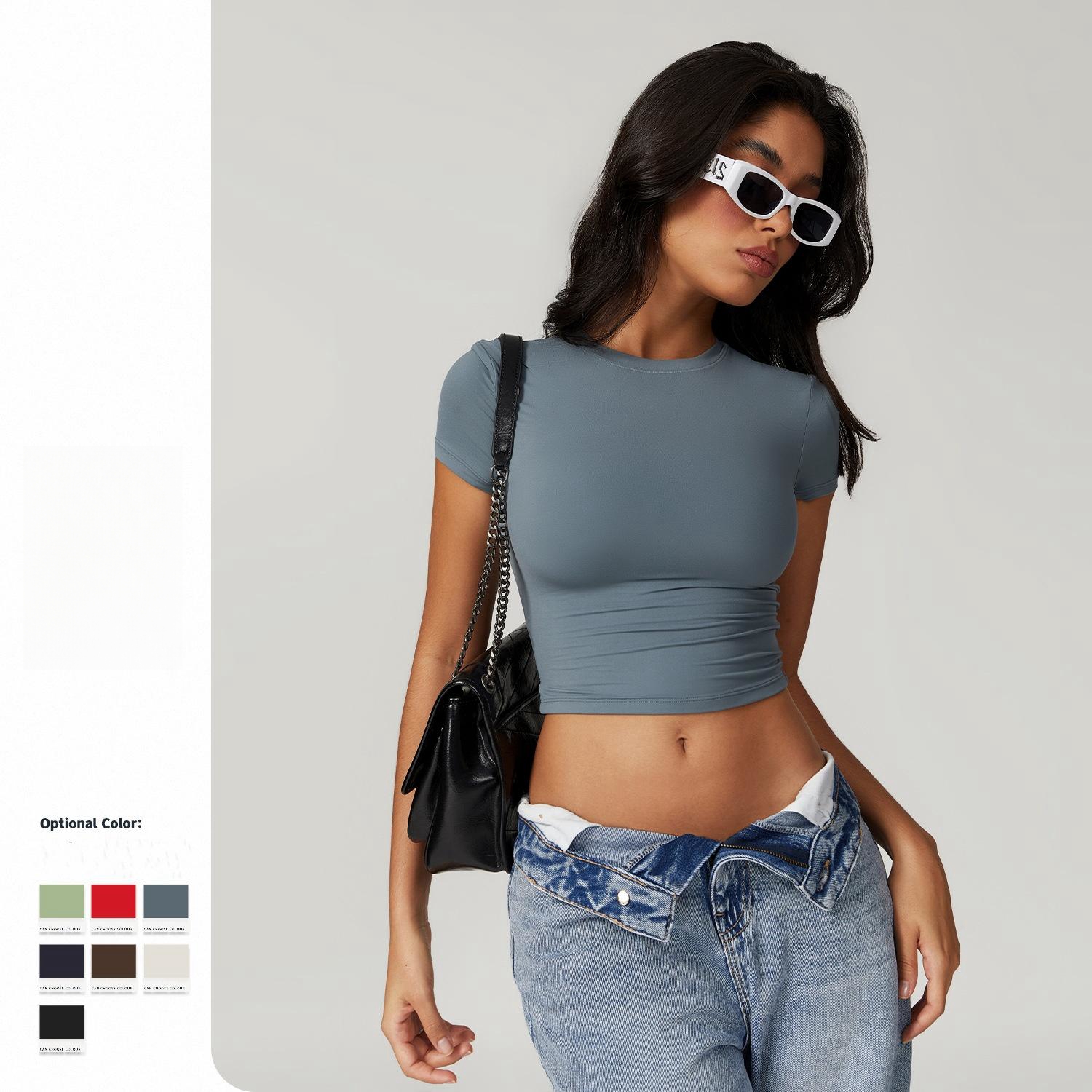 2024 New Women Short Sleeve Yoga Tops Girls High Stretch T Shirts Breathable Top Quick Dry Workout Shirts Sports Clothing