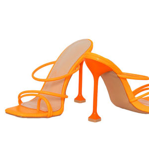 <span class=keywords><strong>Sandali</strong></span> con <span class=keywords><strong>tacco</strong></span> alto sexy arancione neon personalizzati per donna - Product Image 3