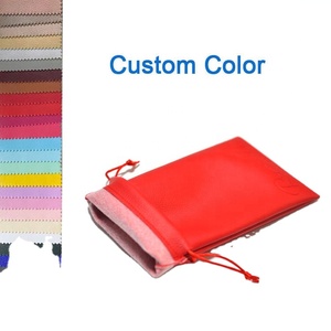 กระเป๋าหนัง PU สีแดงนุ่มหรูหรา พร้อมเชือกผูก ปั๊มโลโก้ตามสั่ง  กระเป๋าใส่เครื่องประดับหนัง - Product Image 3