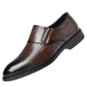 Leather Men's Slip-On Dress <b>Shoes</b> Pointed Toe Rubber Outsole <b>Soft</b> Genuine Leather Lining Wedding Autumn Business Formal - Product Image 5
