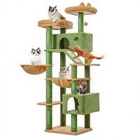 Arbre à chat Cactus extra large pour intérieur, 2 condos, 2 perchoirs, hamac confortable, griffoir durable, 8 poteaux en sisal