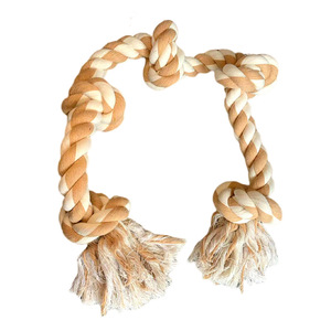 Mainan Tali Kunyah Anjing Five Knots, Mainan Tali Katun Kokoh untuk Pengunyah Agresif, Mainan Tarik Tali Interaktif untuk Anjing Pembersih Gigi - Product Image 6