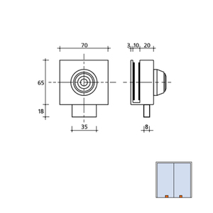 Serrure de porte en verre CBM 2003 avec clé tubulaire - Product Image 2