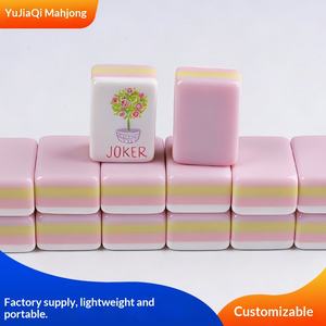 <span class=keywords><strong>Mahjong</strong></span> américain rose-violet en acrylique à quatre couches, motif floral et texte JOKER, pour usage domestique, vente en gros - Product Image 3