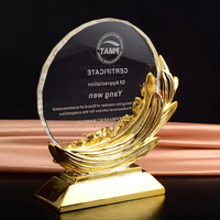 Trophée personnalisé en or rose, trophée en cristal gravé au laser pour cadeau d'affaires ou de mariage
