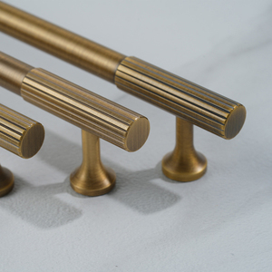 Cabinet <strong>Door</strong> Single Hole Handle Modern Tapered Base Drawer Pure Brass Handle Cylindrical Vertical Stripe Furniture <strong>Door</strong> Handle - Product Image 5