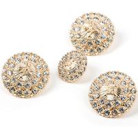 Bouton rond en métal personnalisé de haute qualité en alliage de zinc plaqué or entièrement serti de diamants pour manteau trench-coat