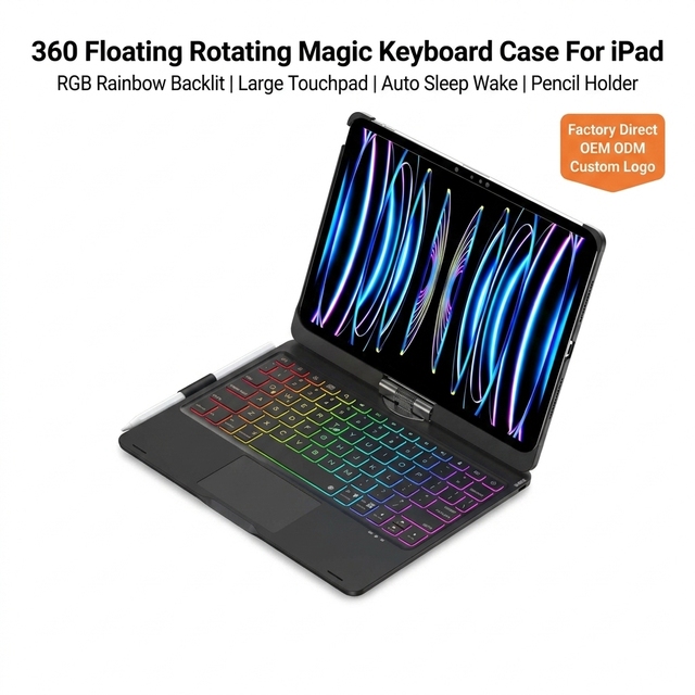 RGB Backlit Magic Keyboard Case for iPad 10 10.9 2022/A16 2025 360 Adjustable Hinge Touchpad Pencil Holder Protective Cover