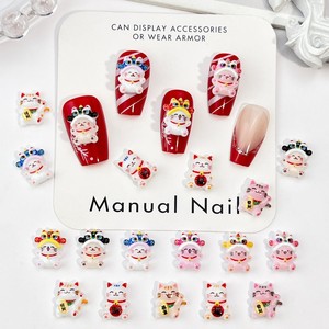Accessori per Nail Art Stile Capodanno Maneki Neko Cartone Animato Decorazioni per Unghie in Resina Fai-da-Te Stile Cinese con Leone Danzante e Campanello - Product Image 3
