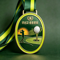 Fournisseurs de médailles personnalisées, médailles de golf de luxe en émail imitation, médailles de prestige en alliage de zinc pour tournois de golf avec ruban