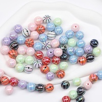 16mm coloré mélange couleur lâche UV AB brillant acrylique solide impression perles de basket-ball pour gros collier perles stylo bijoux