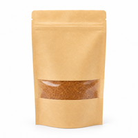 En stock, sacs d'emballage alimentaire refermables en papier kraft brun avec fermeture éclair, thermoscellables, avec fenêtre transparente, OEM/ODM