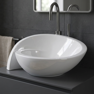 Évier de lavabo de salle de bain moderne en céramique et granit, à poser sur comptoir, à prix abordable - Product Image 4