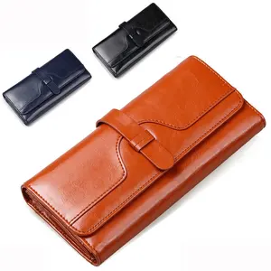 OEM brand wallet Europe popular style women leather wallet,custom logo brand imitate RFID Blocking ladies leather wallet