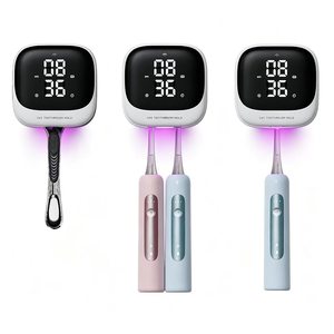 2000mah usb type-c rechargeable led <b>clock</b> display <b>hands</b>-free wave sensor induction open cover 3 in1 toothbrush sanitizers holder - Product Image 1