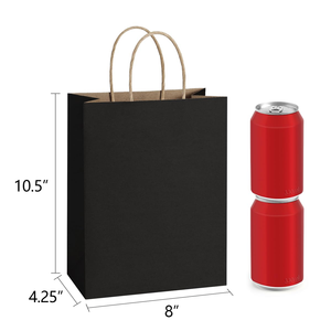 Custom <b>Biodegradable</b> Black Kraft <b>Paper</b> Bags With Handle Custom Take Out to Go Takeaway Fast Food Packaging Restaurant <b>Paper</b> Bags - Product Image 2