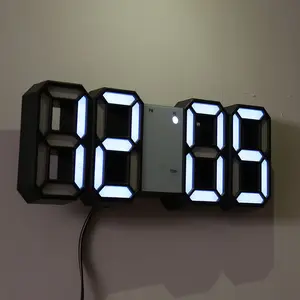 Jam Dinding Led 3D Digital Led, Arloji Dekorasi Ruang Tamu Alarm Meja Lampu Malam Desktop Bercahaya