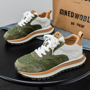 Zapatos Deportivos Casuales de Cuero Genuino para Hombre, Transpirables, con Suela Gruesa, Diseño Versátil que Aumenta la Altura - Product Image 3