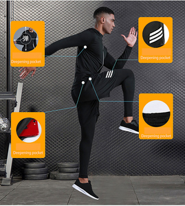 Maglietta sportiva da ginnastica traspirante con Logo personalizzato T-Shirt sportiva a compressione traspirante con Logo T-Shirt compressa da uomo - Product Image 3